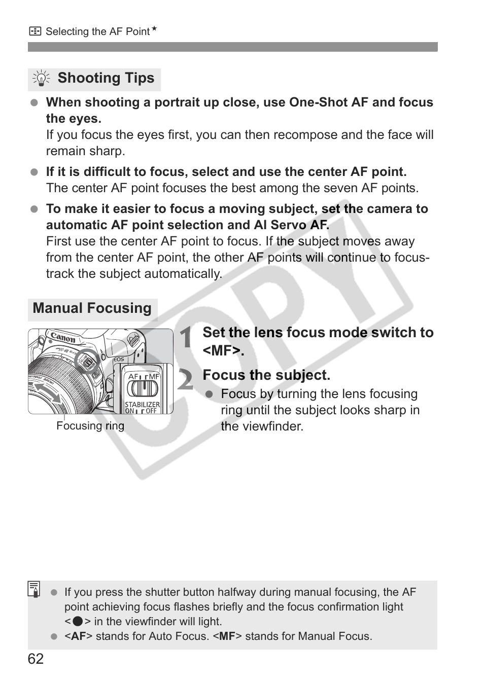 Canon EOS rebel xs User Manual | Page 62 / 196