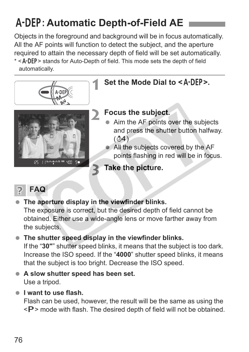 8 : automatic depth-of-field ae | Canon EOS rebel xs User Manual | Page 76 / 196