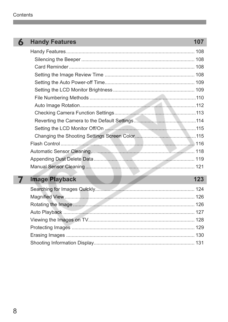 Canon EOS rebel xs User Manual | Page 8 / 196