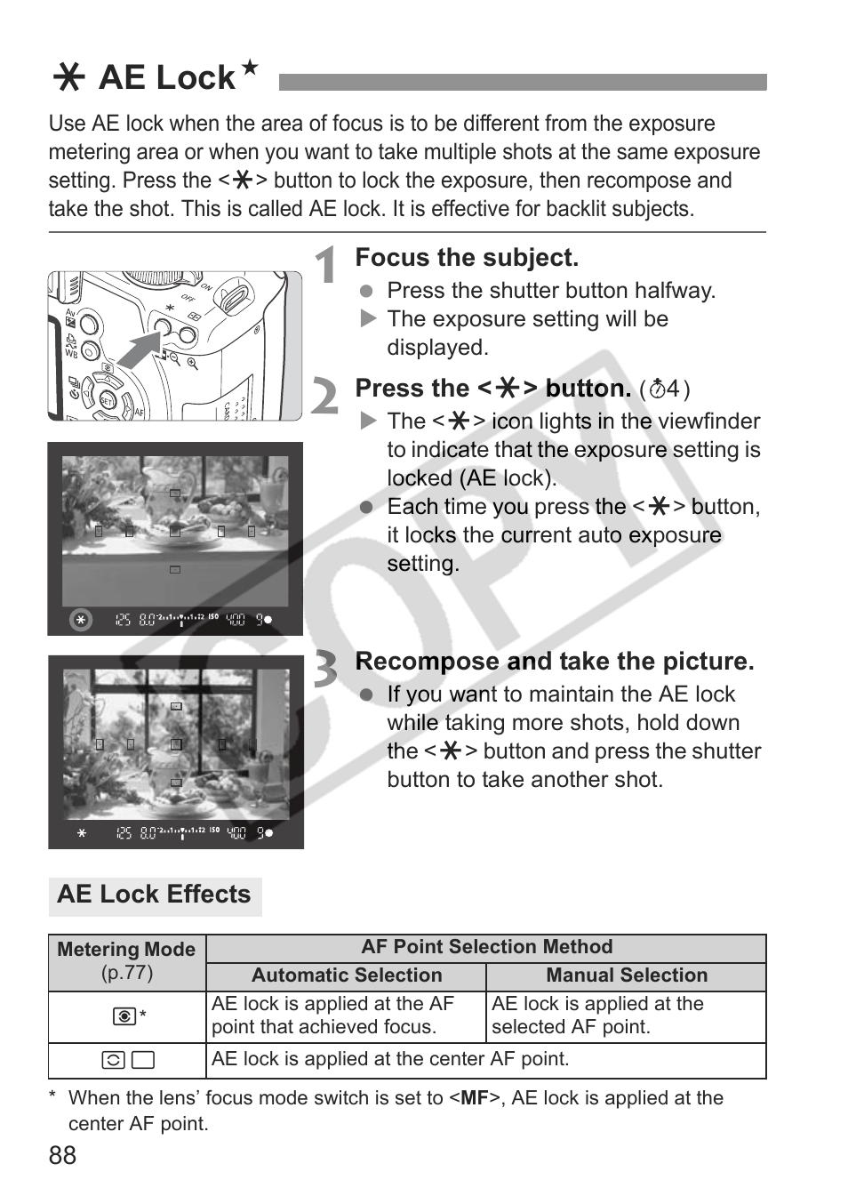 Aae lock n | Canon EOS rebel xs User Manual | Page 88 / 196