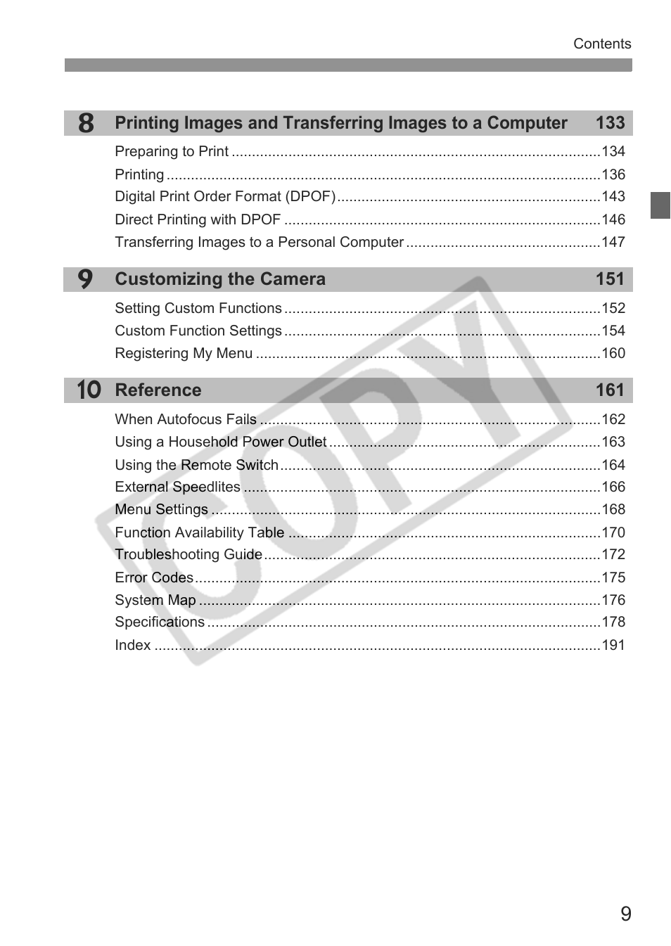 Canon EOS rebel xs User Manual | Page 9 / 196