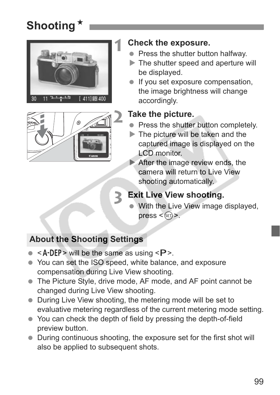 Shooting n | Canon EOS rebel xs User Manual | Page 99 / 196