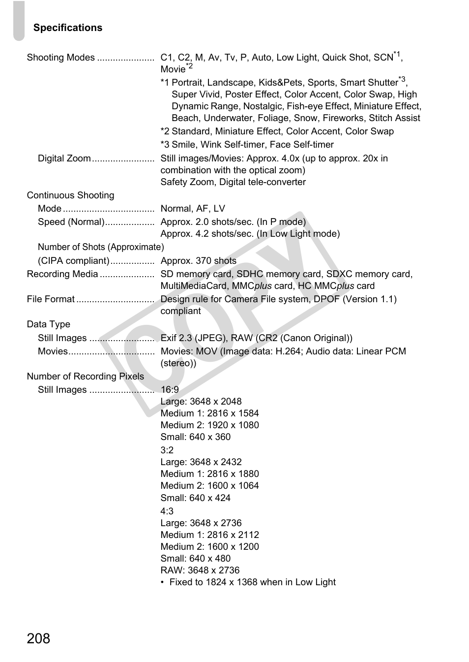 Cop y | Canon PowerShot G12 User Manual | Page 208 / 214