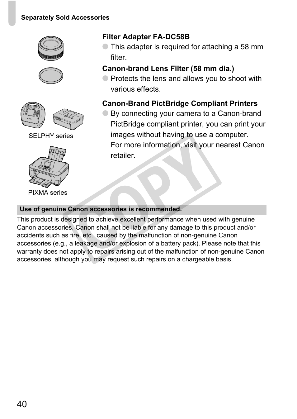 Cop y | Canon PowerShot G12 User Manual | Page 40 / 214