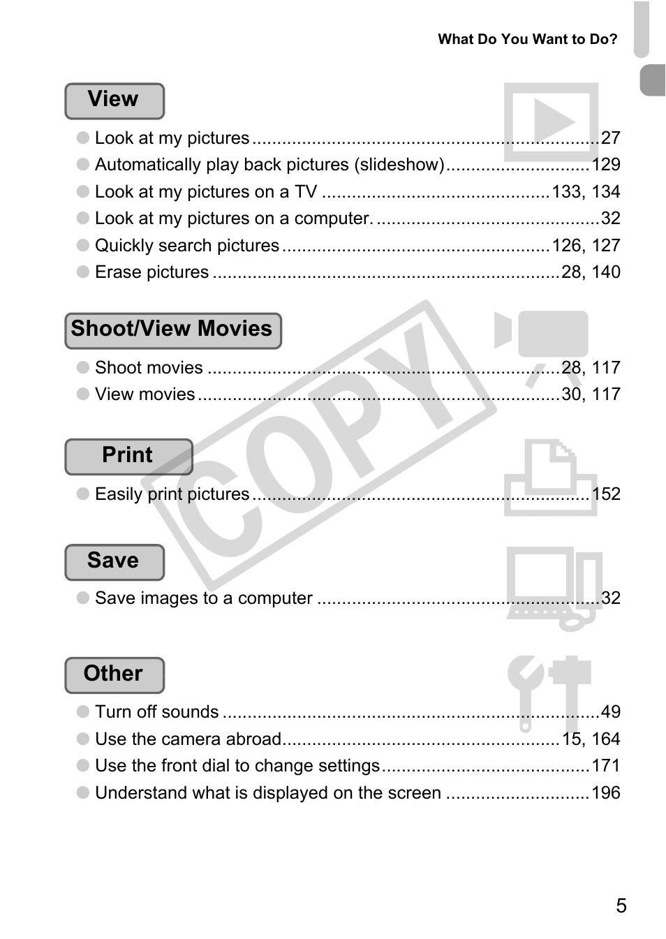 Cop y | Canon PowerShot G12 User Manual | Page 5 / 214