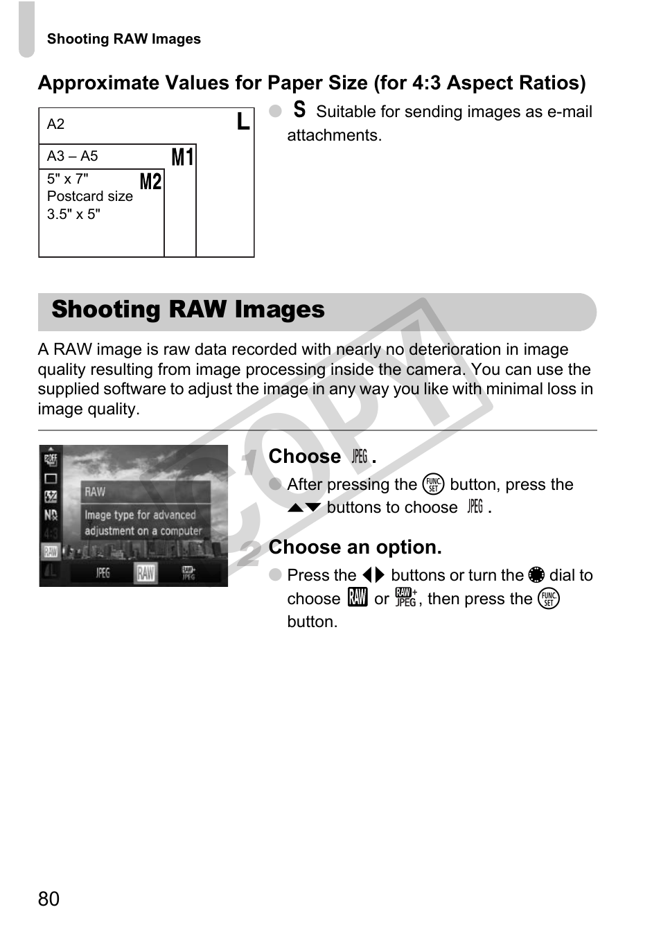 Shooting raw images, Cop y | Canon PowerShot G12 User Manual | Page 80 / 214