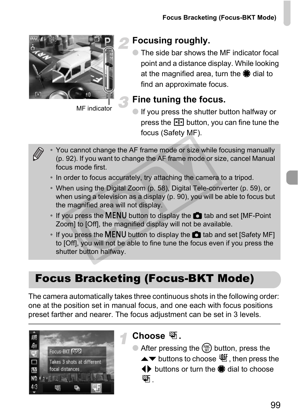 Focus bracketing (focus-bkt mode), Cop y | Canon PowerShot G12 User Manual | Page 99 / 214
