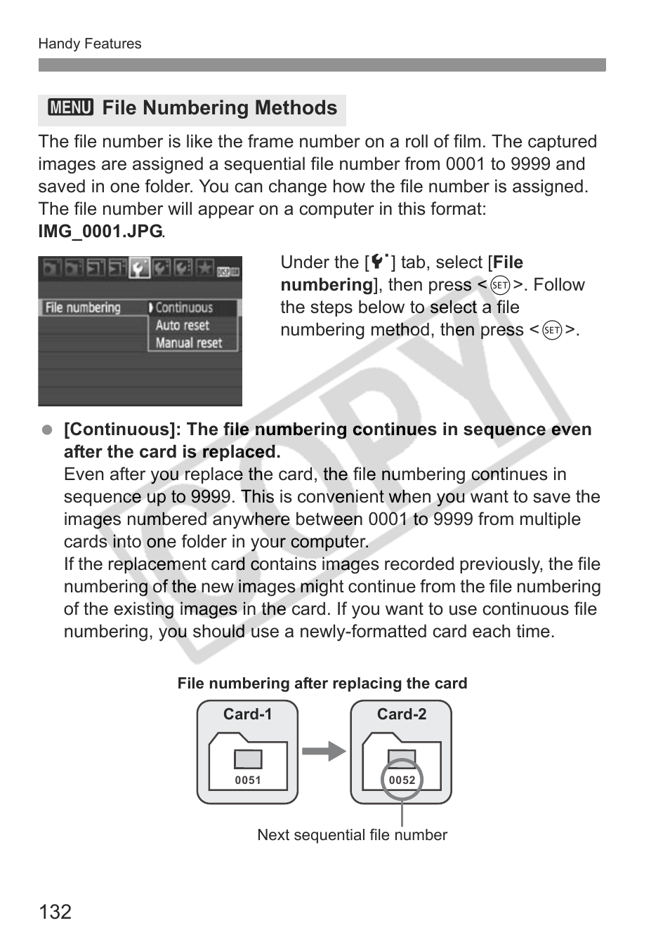 3file numbering methods | Canon eos rebel t1i User Manual | Page 132 / 228