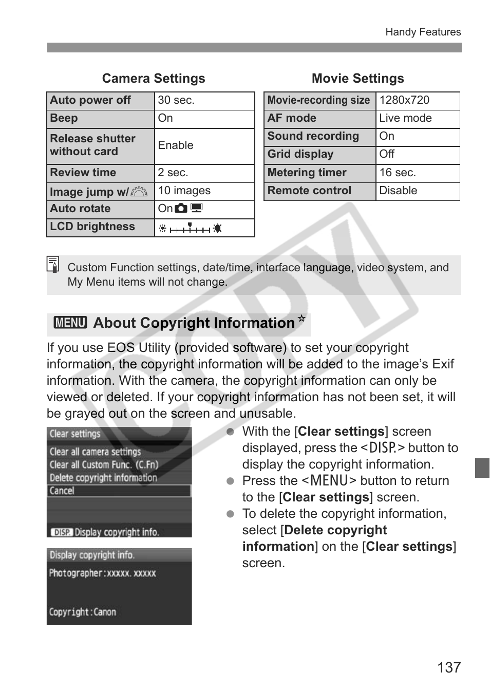 3about copyright information n | Canon eos rebel t1i User Manual | Page 137 / 228
