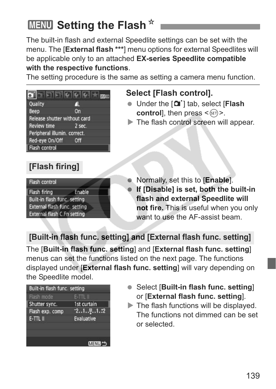 3setting the flash n | Canon eos rebel t1i User Manual | Page 139 / 228