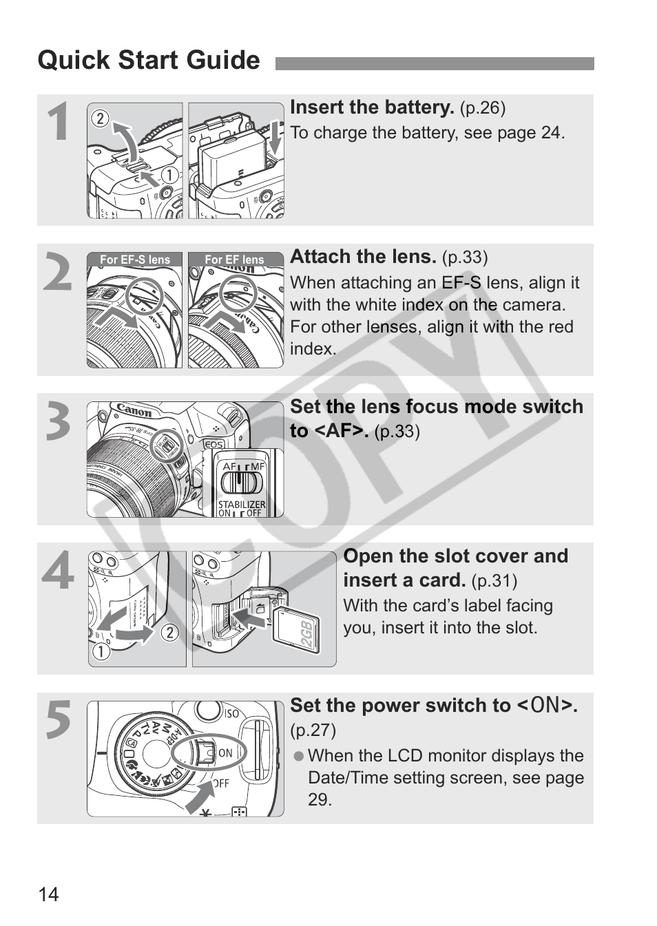 Canon eos rebel t1i User Manual | Page 14 / 228