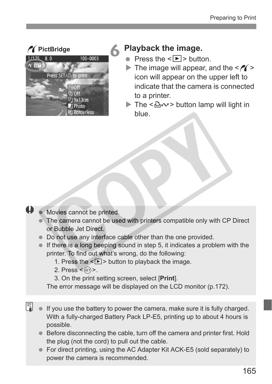 Playback the image | Canon eos rebel t1i User Manual | Page 165 / 228