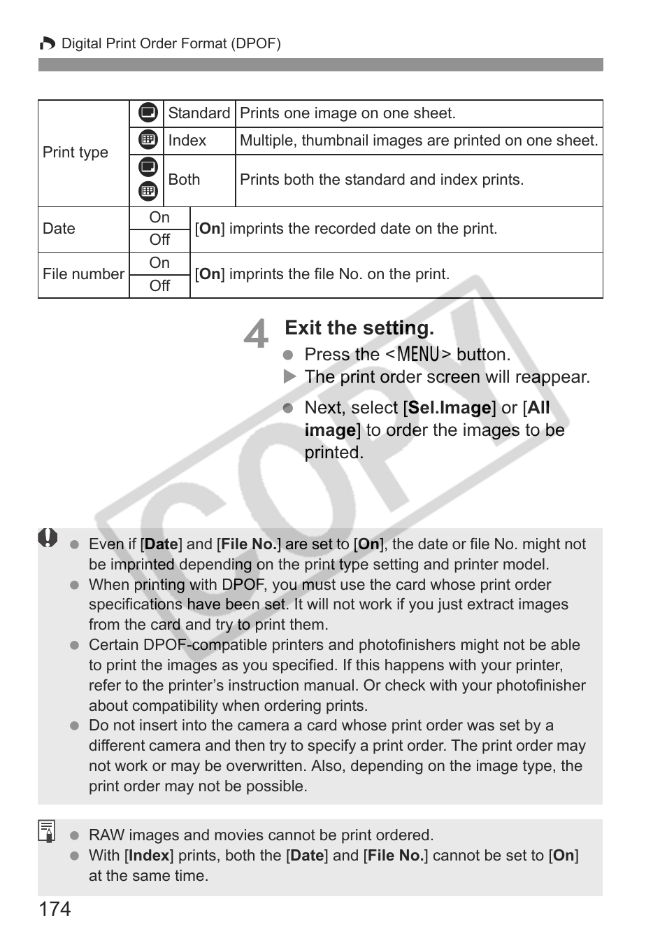 Exit the setting | Canon eos rebel t1i User Manual | Page 174 / 228