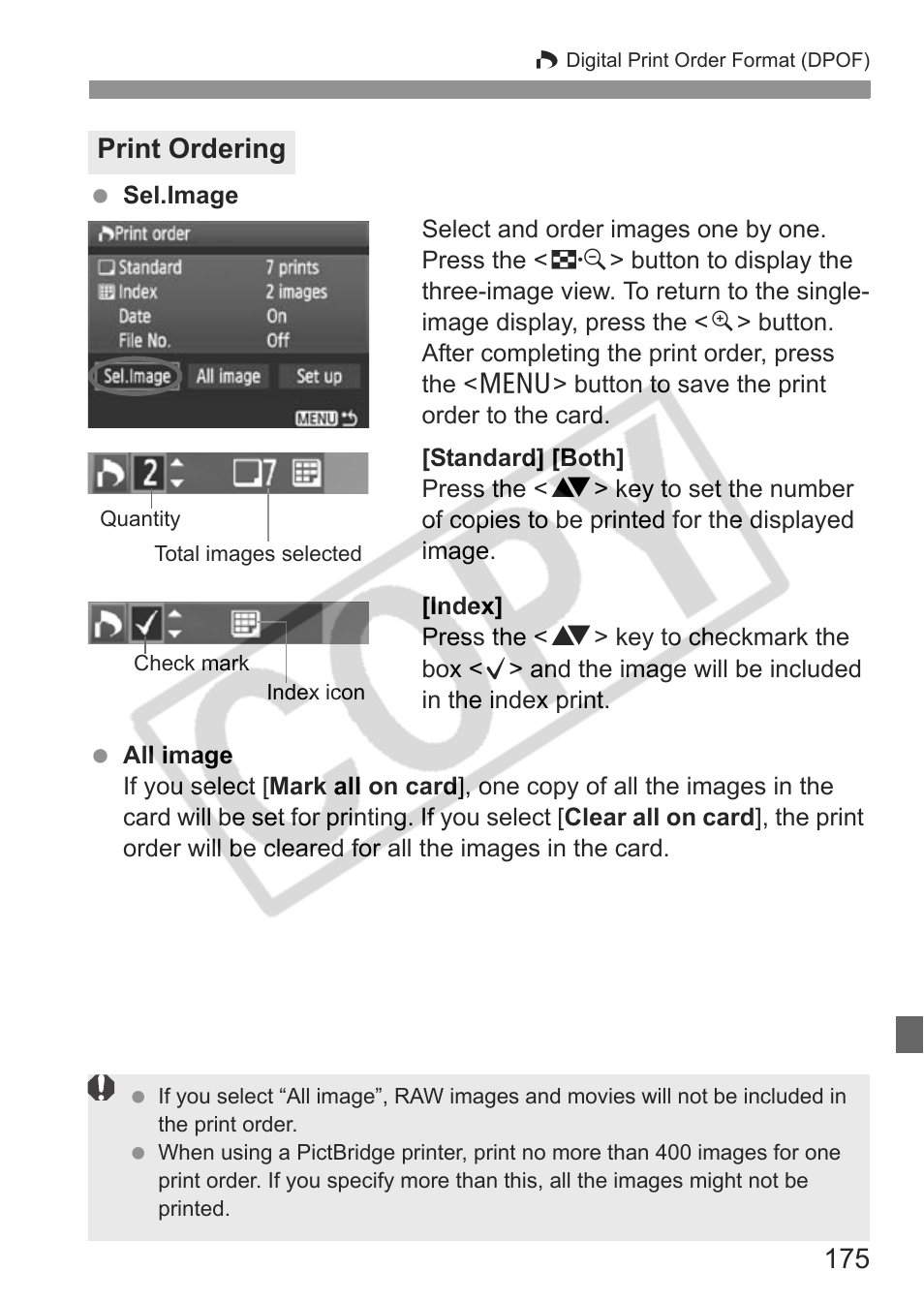 Print ordering | Canon eos rebel t1i User Manual | Page 175 / 228