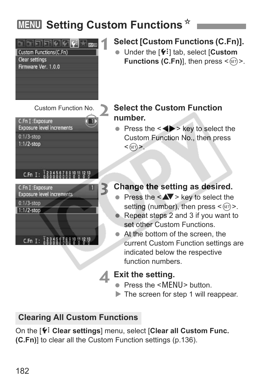 3setting custom functions n | Canon eos rebel t1i User Manual | Page 182 / 228