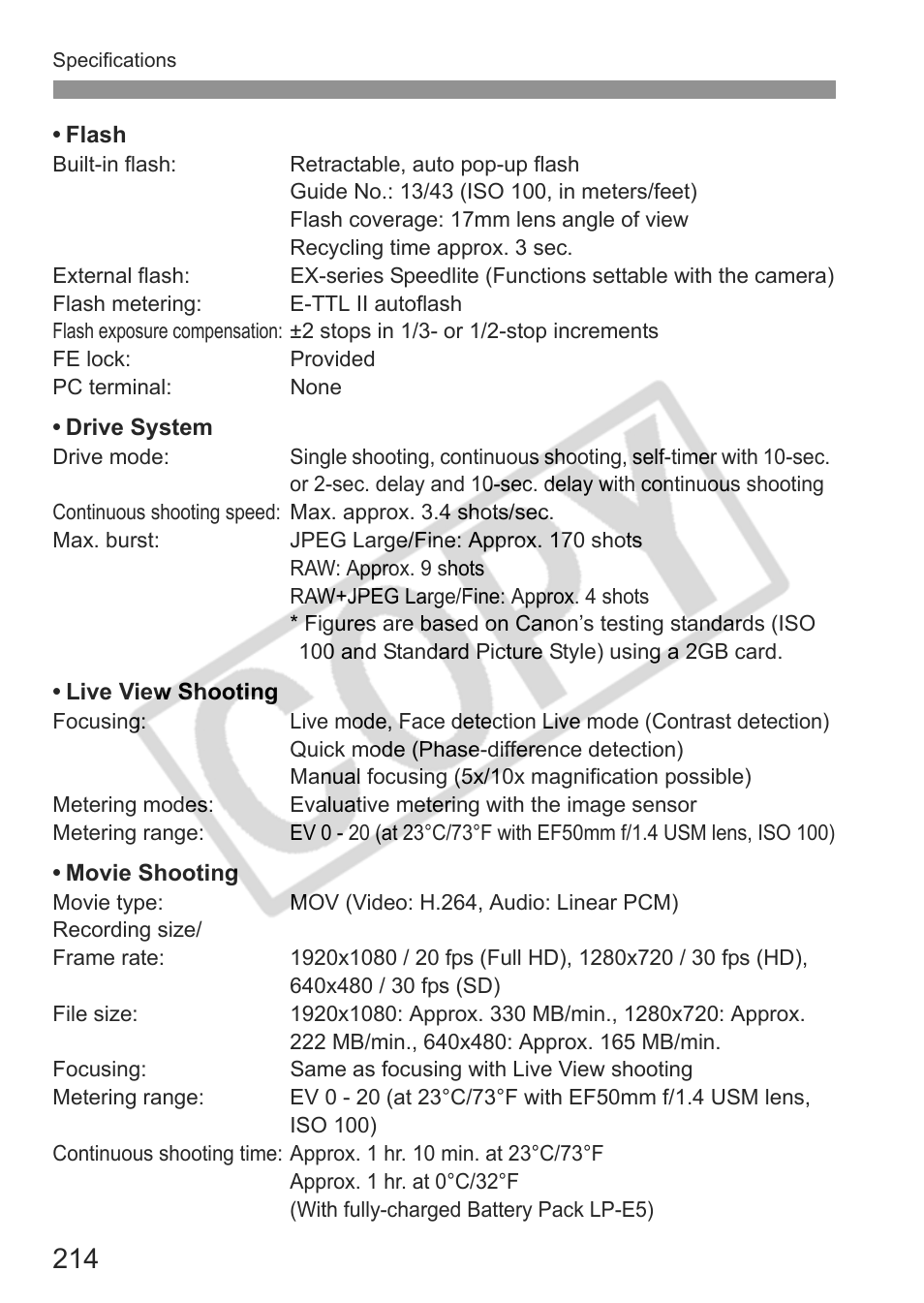 Canon eos rebel t1i User Manual | Page 214 / 228