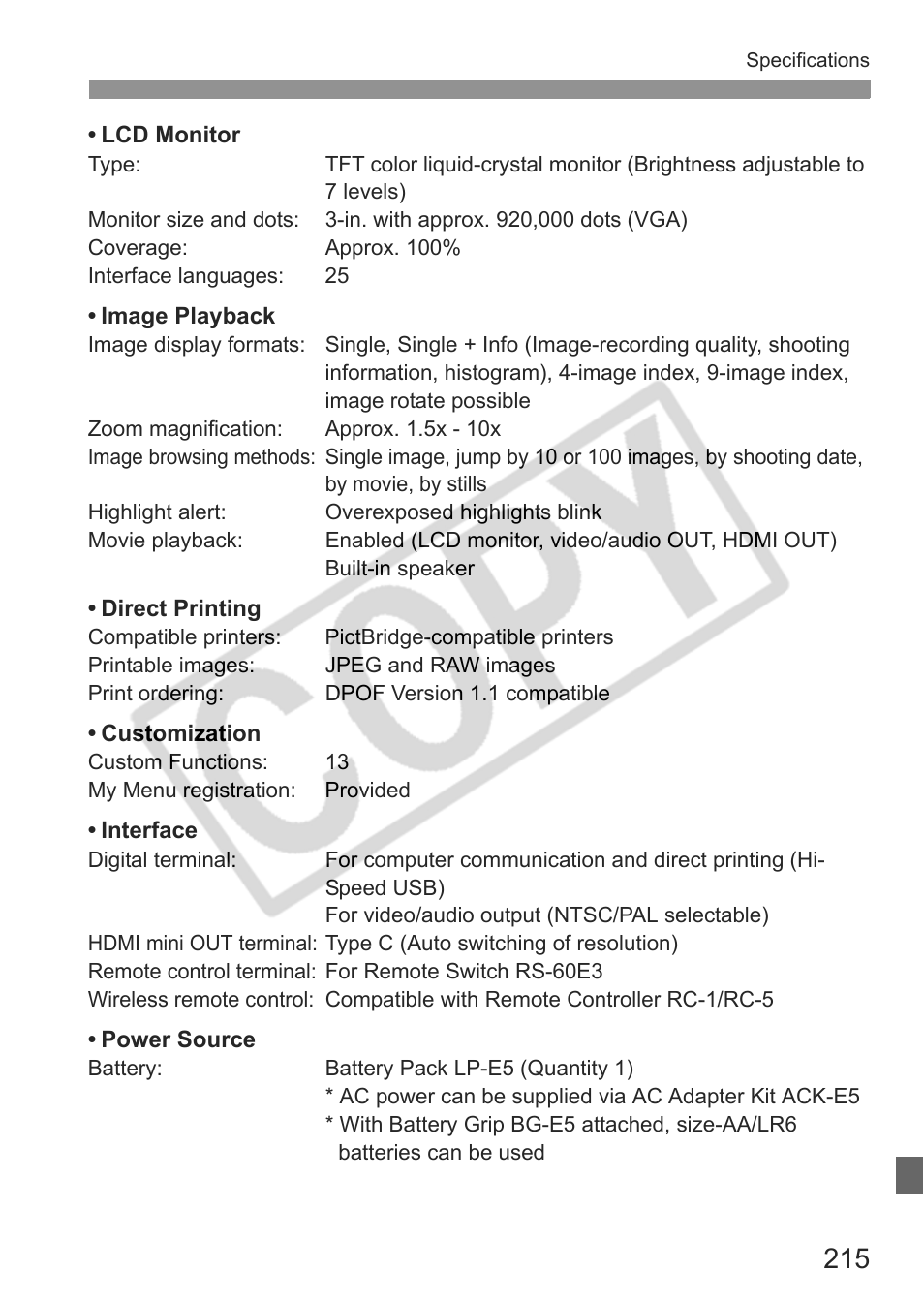 Canon eos rebel t1i User Manual | Page 215 / 228