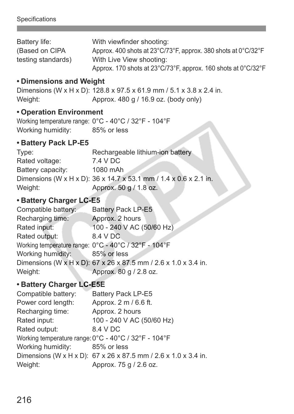 Canon eos rebel t1i User Manual | Page 216 / 228