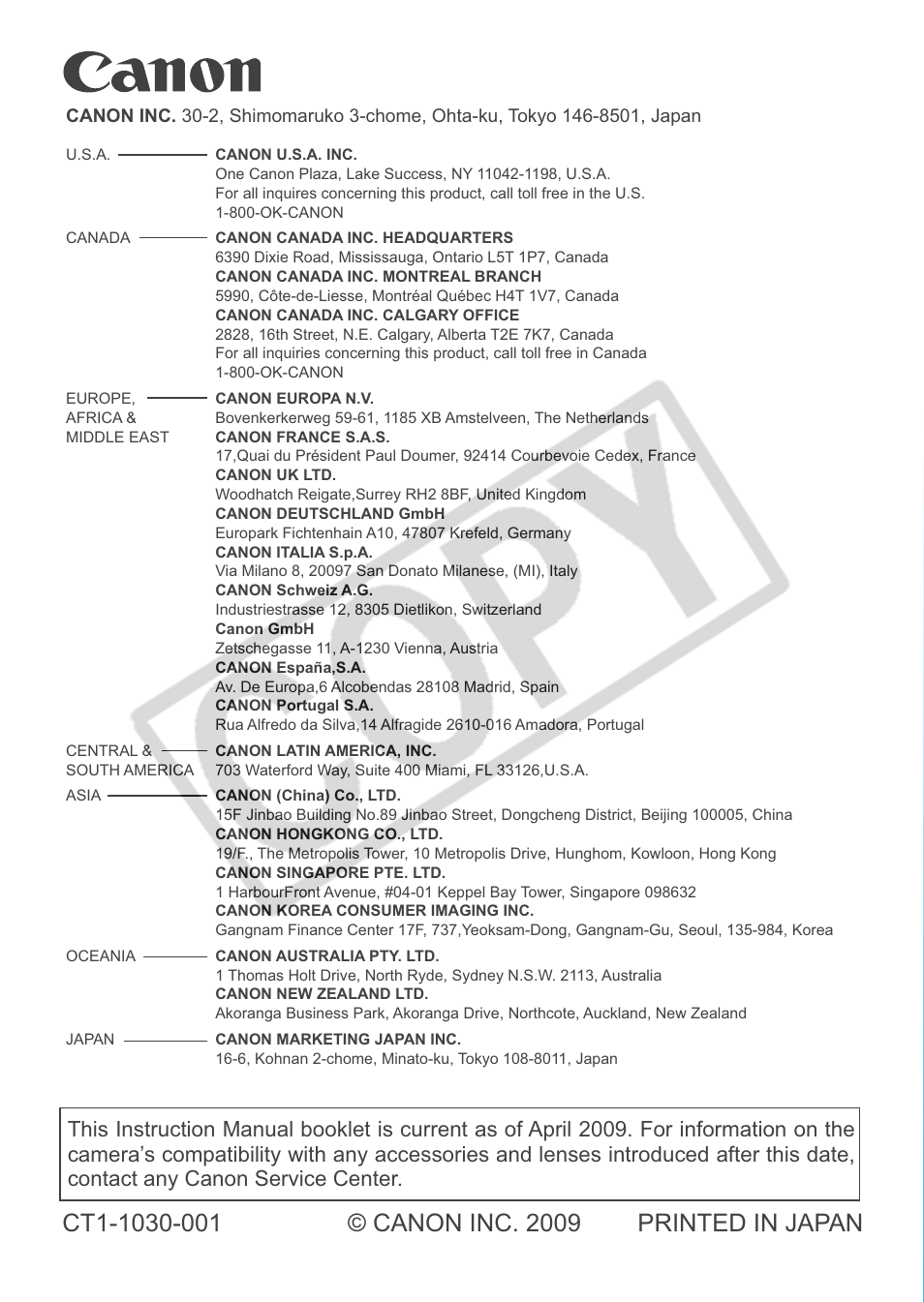 Canon eos rebel t1i User Manual | Page 228 / 228