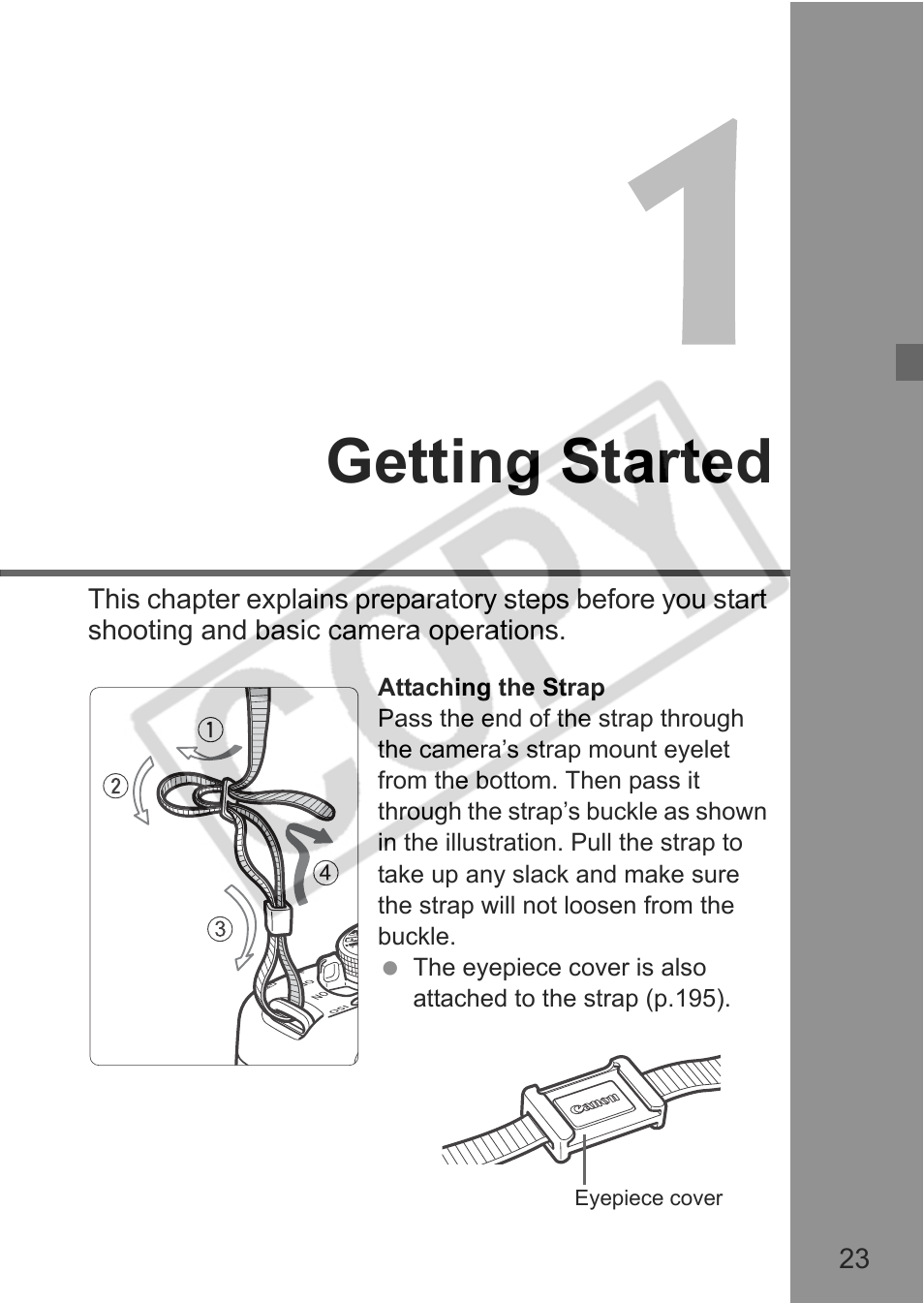 Getting started | Canon eos rebel t1i User Manual | Page 23 / 228