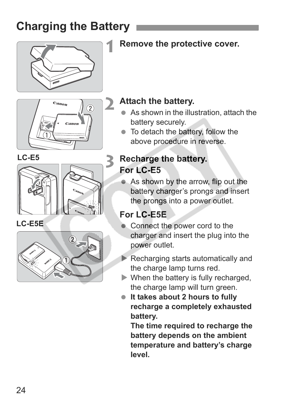 Charging the battery | Canon eos rebel t1i User Manual | Page 24 / 228