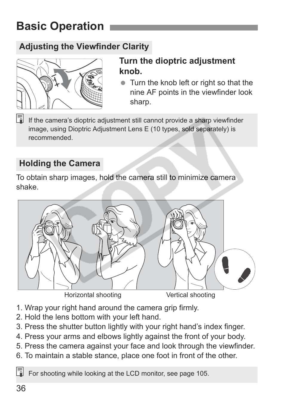 Basic operation | Canon eos rebel t1i User Manual | Page 36 / 228