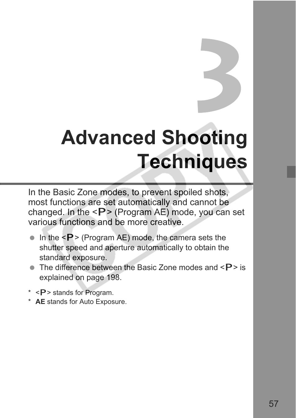 Advanced shooting techniques | Canon eos rebel t1i User Manual | Page 57 / 228