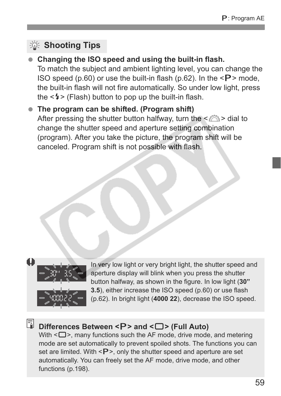 Shooting tips | Canon eos rebel t1i User Manual | Page 59 / 228