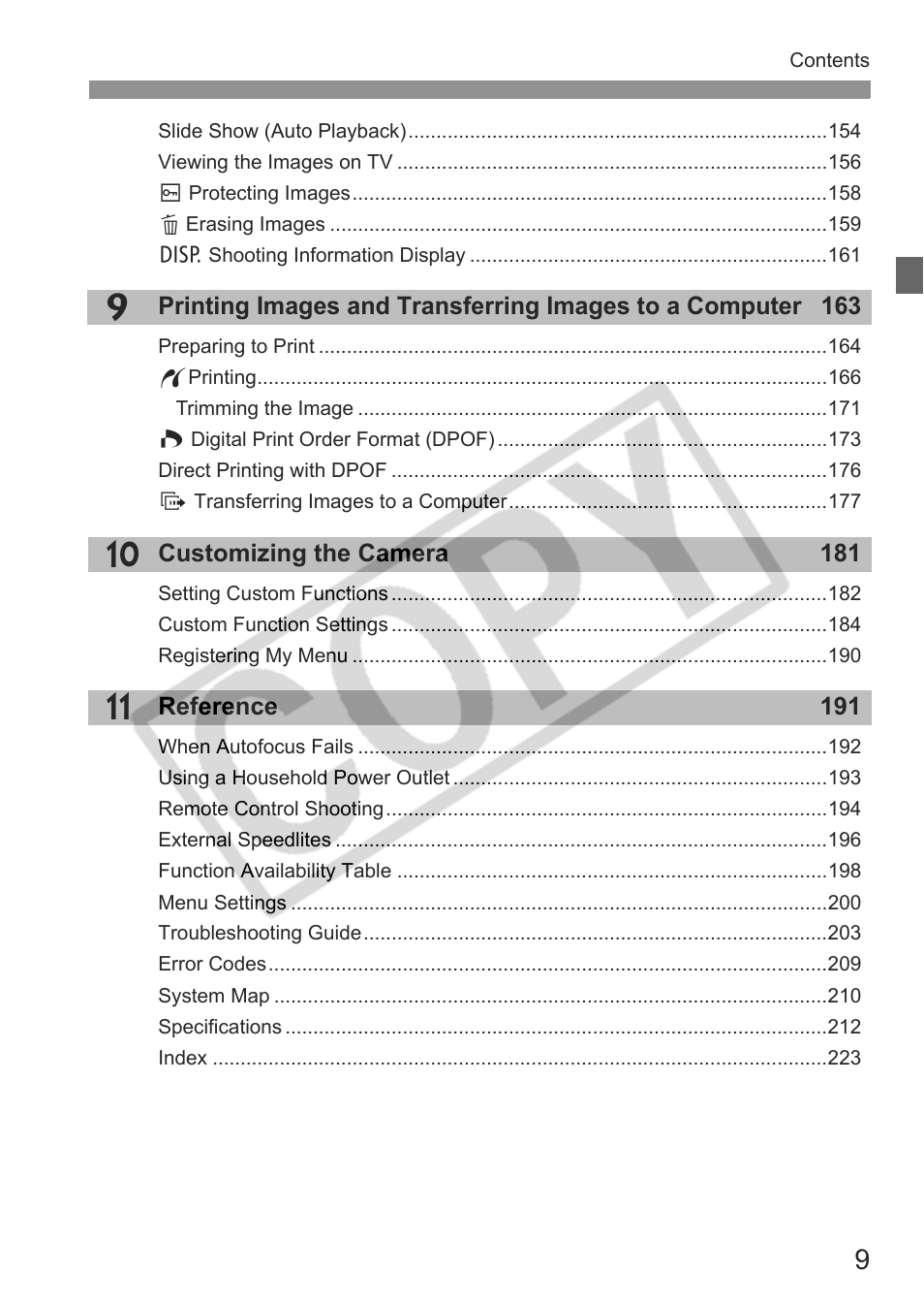 Canon eos rebel t1i User Manual | Page 9 / 228