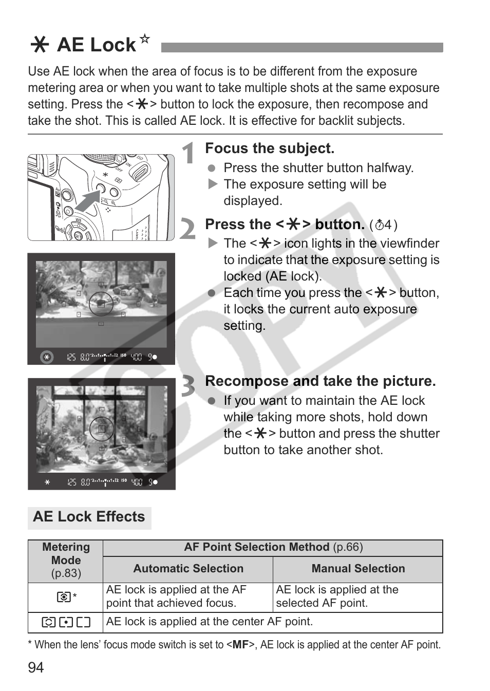 Aae lock n | Canon eos rebel t1i User Manual | Page 94 / 228