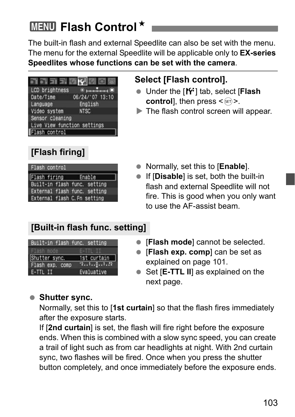 3flash control n | Canon EOS 40D User Manual | Page 103 / 196