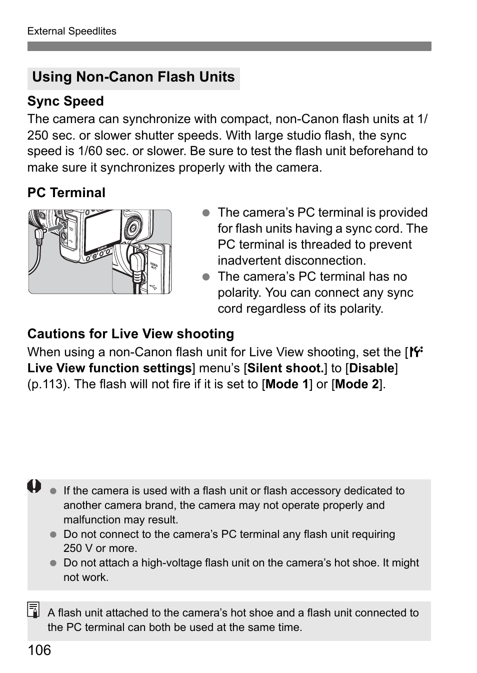 Using non-canon flash units | Canon EOS 40D User Manual | Page 106 / 196