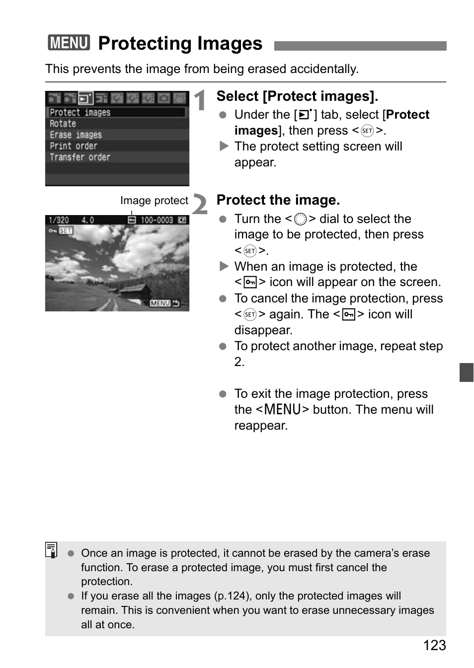 3protecting images | Canon EOS 40D User Manual | Page 123 / 196