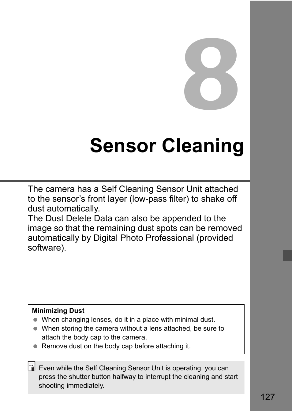 Sensor cleaning | Canon EOS 40D User Manual | Page 127 / 196