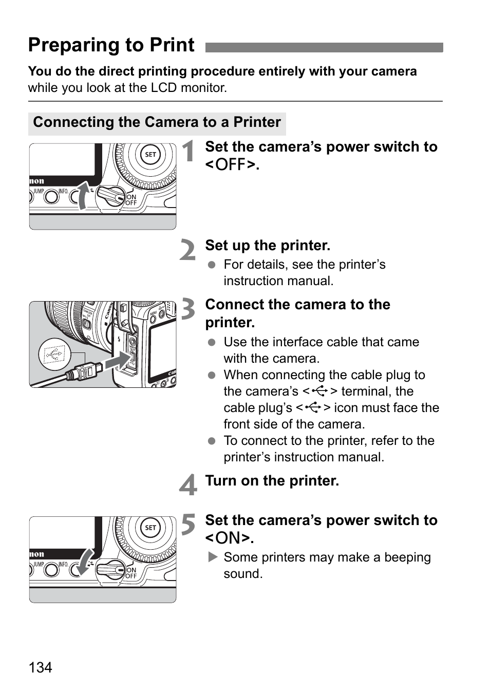 Preparing to print | Canon EOS 40D User Manual | Page 134 / 196