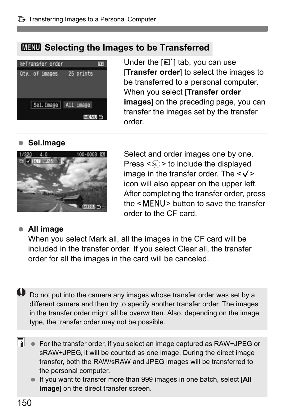 3selecting the images to be transferred | Canon EOS 40D User Manual | Page 150 / 196