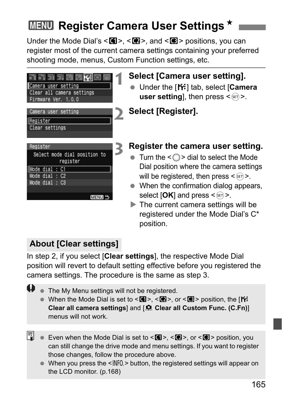 3register camera user settings n | Canon EOS 40D User Manual | Page 165 / 196