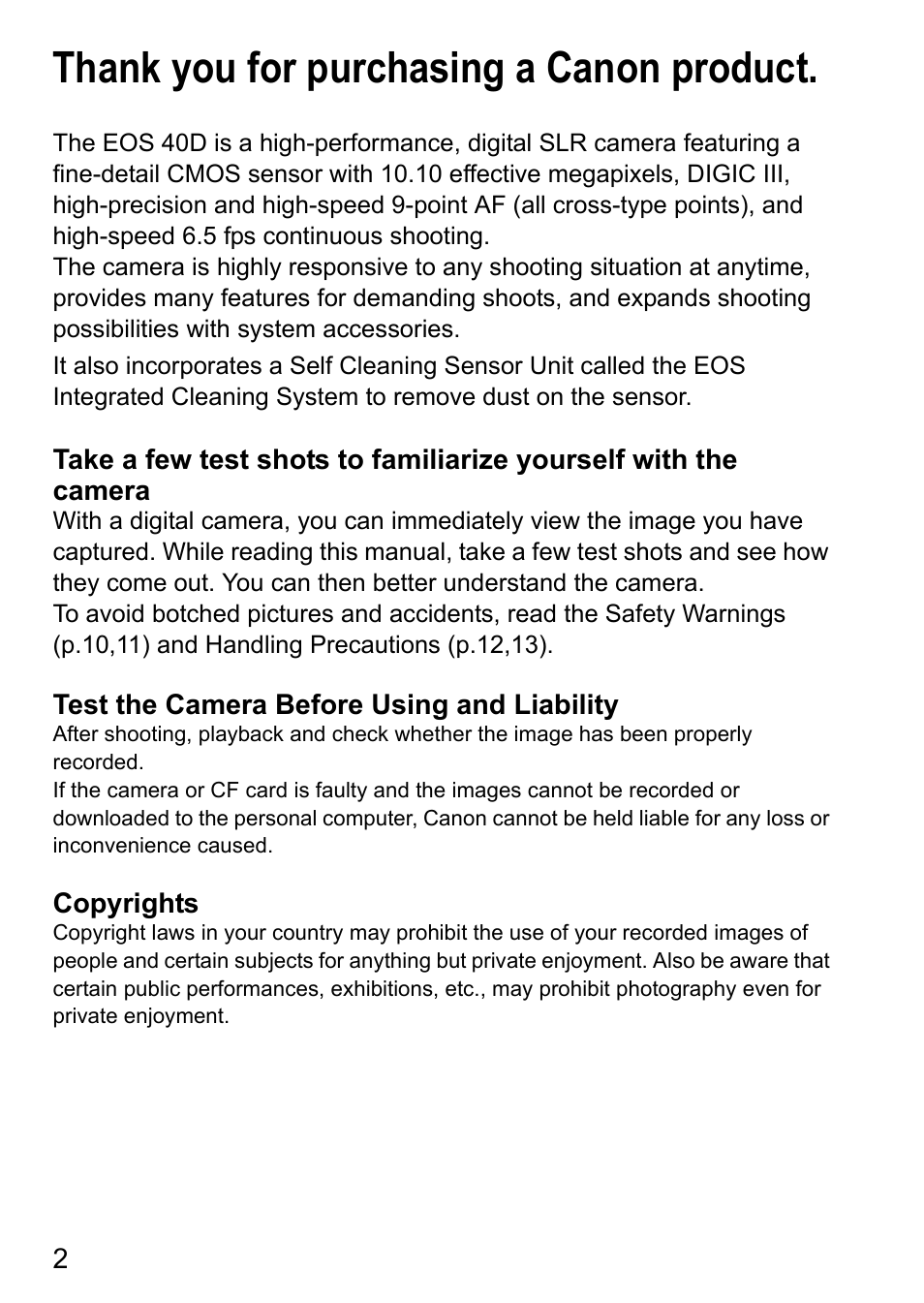 Canon EOS 40D User Manual | Page 2 / 196