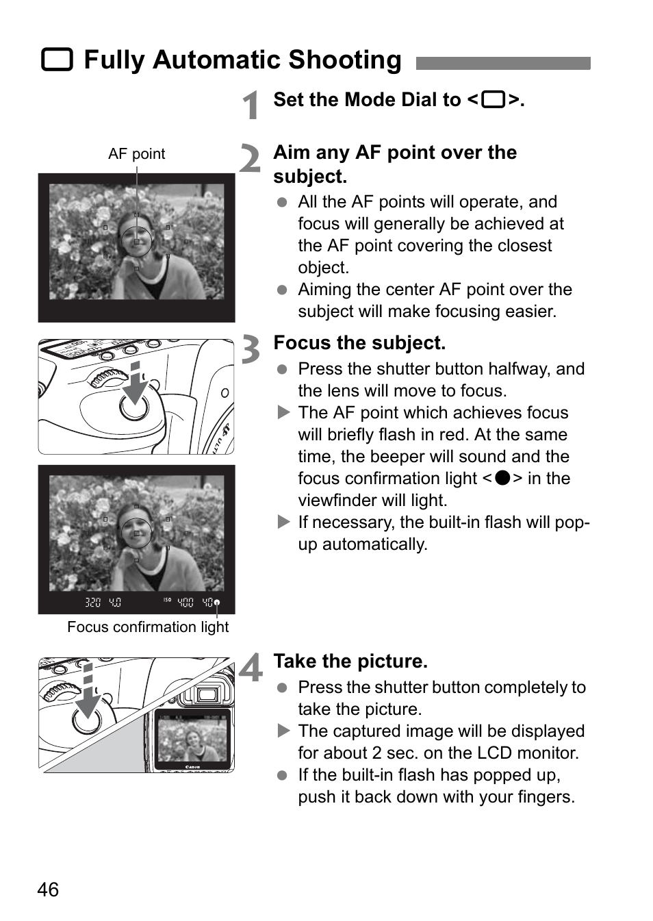 1fully automatic shooting | Canon EOS 40D User Manual | Page 46 / 196