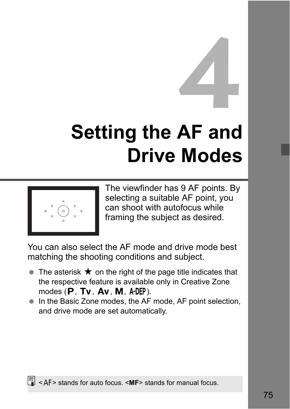 Setting the af and drive modes | Canon EOS 40D User Manual | Page 75 / 196