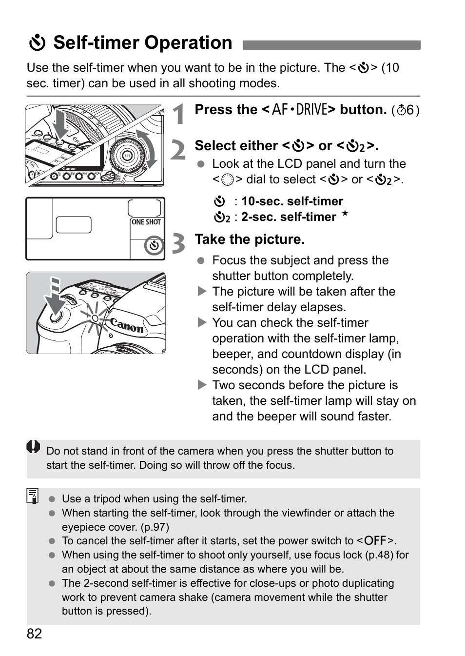 Jself-timer operation | Canon EOS 40D User Manual | Page 82 / 196