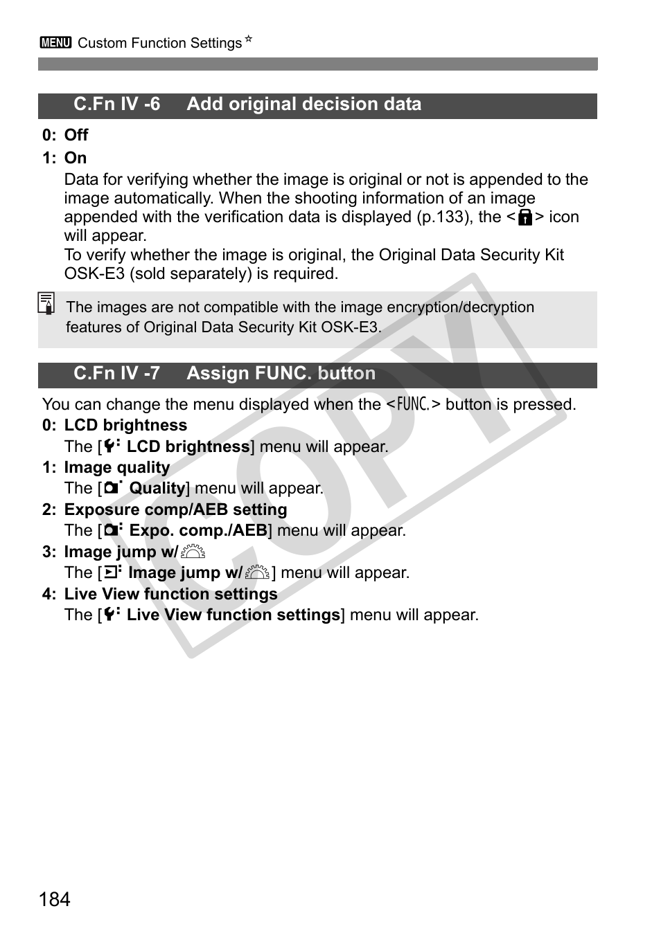 Cop y | Canon EOS 50D User Manual | Page 184 / 228