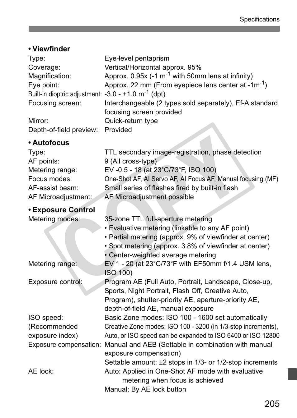 Cop y | Canon EOS 50D User Manual | Page 205 / 228