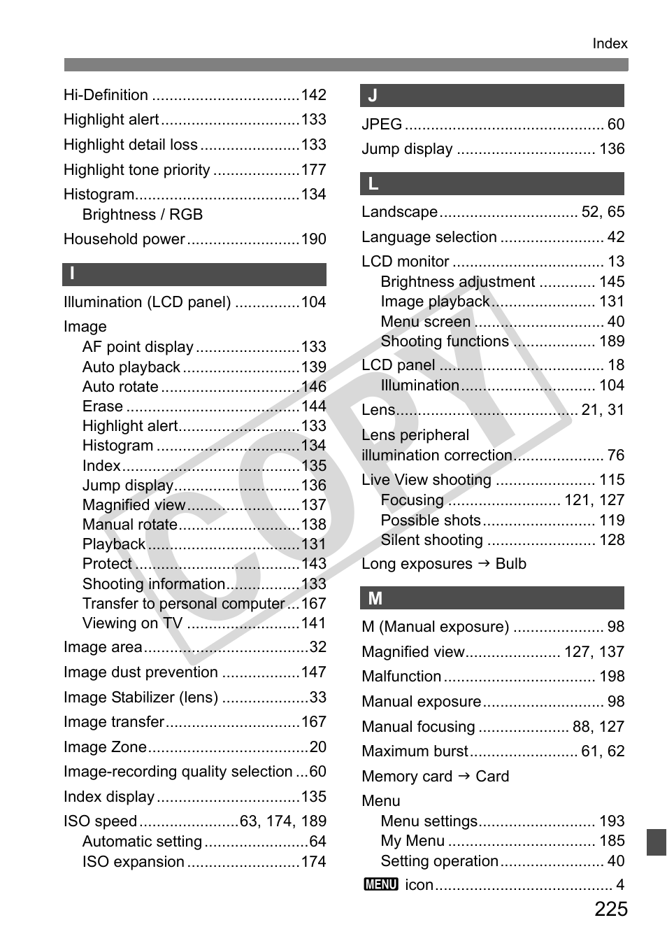 Cop y | Canon EOS 50D User Manual | Page 225 / 228