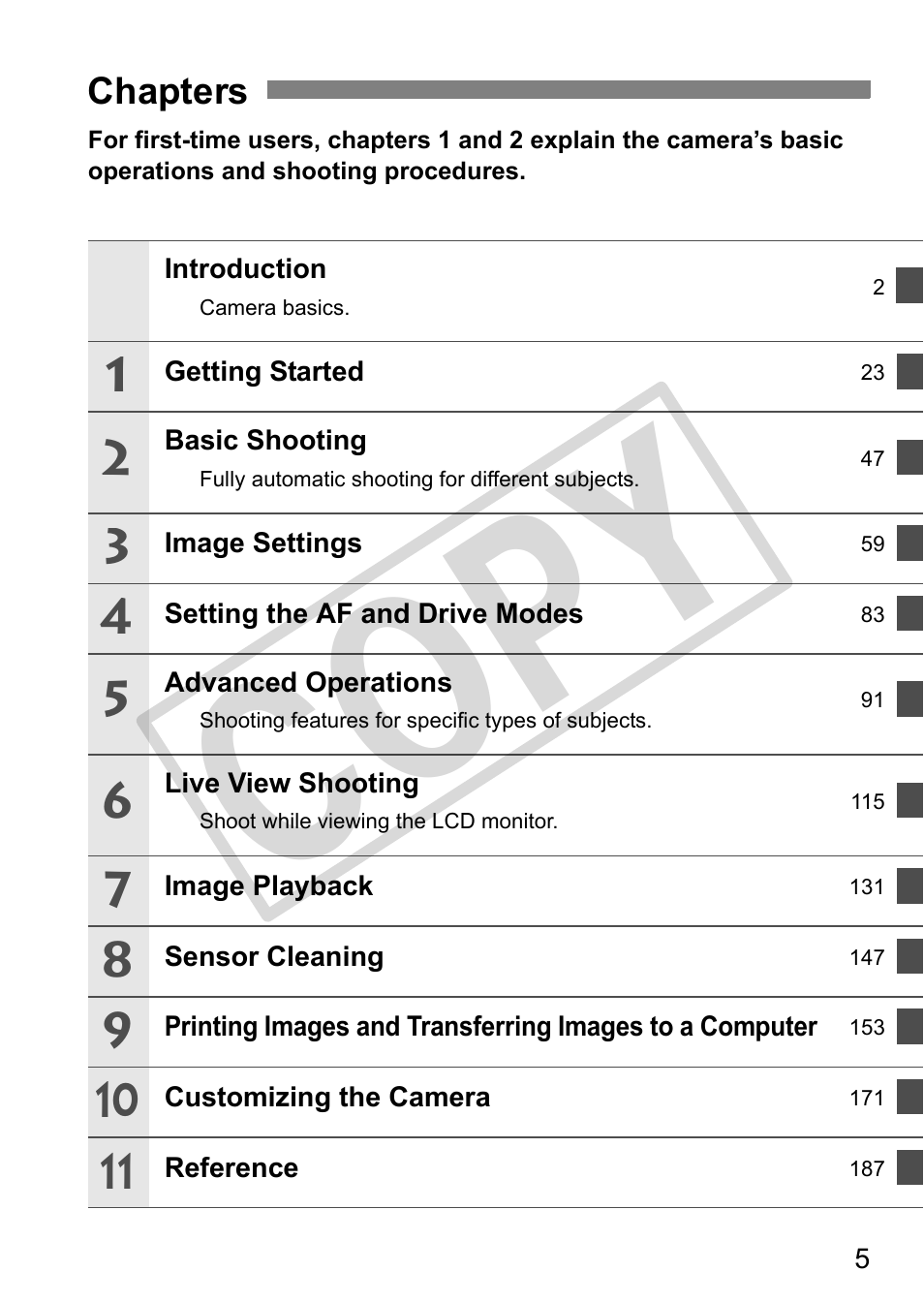 Cop y | Canon EOS 50D User Manual | Page 5 / 228