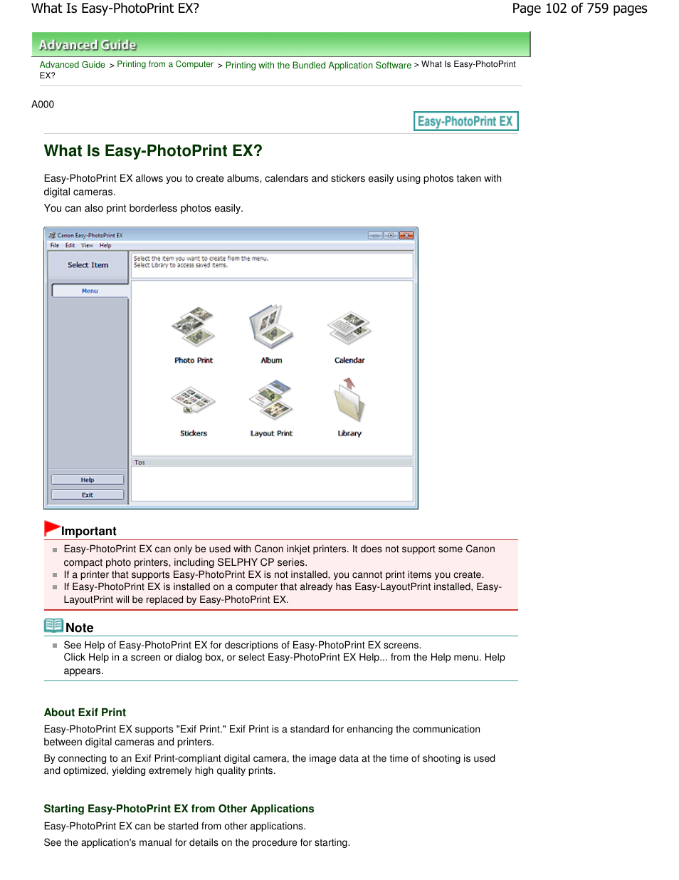 What is easy-photoprint ex | Canon mp495 User Manual | Page 102 / 759