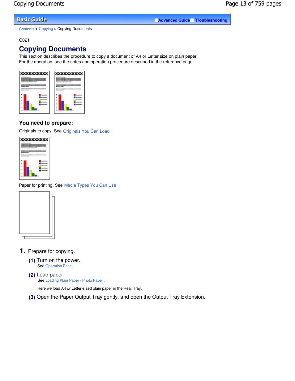 Copying documents | Canon mp495 User Manual | Page 13 / 759