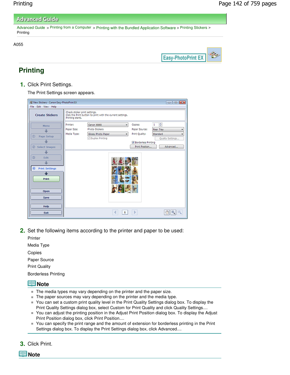 Printing | Canon mp495 User Manual | Page 142 / 759