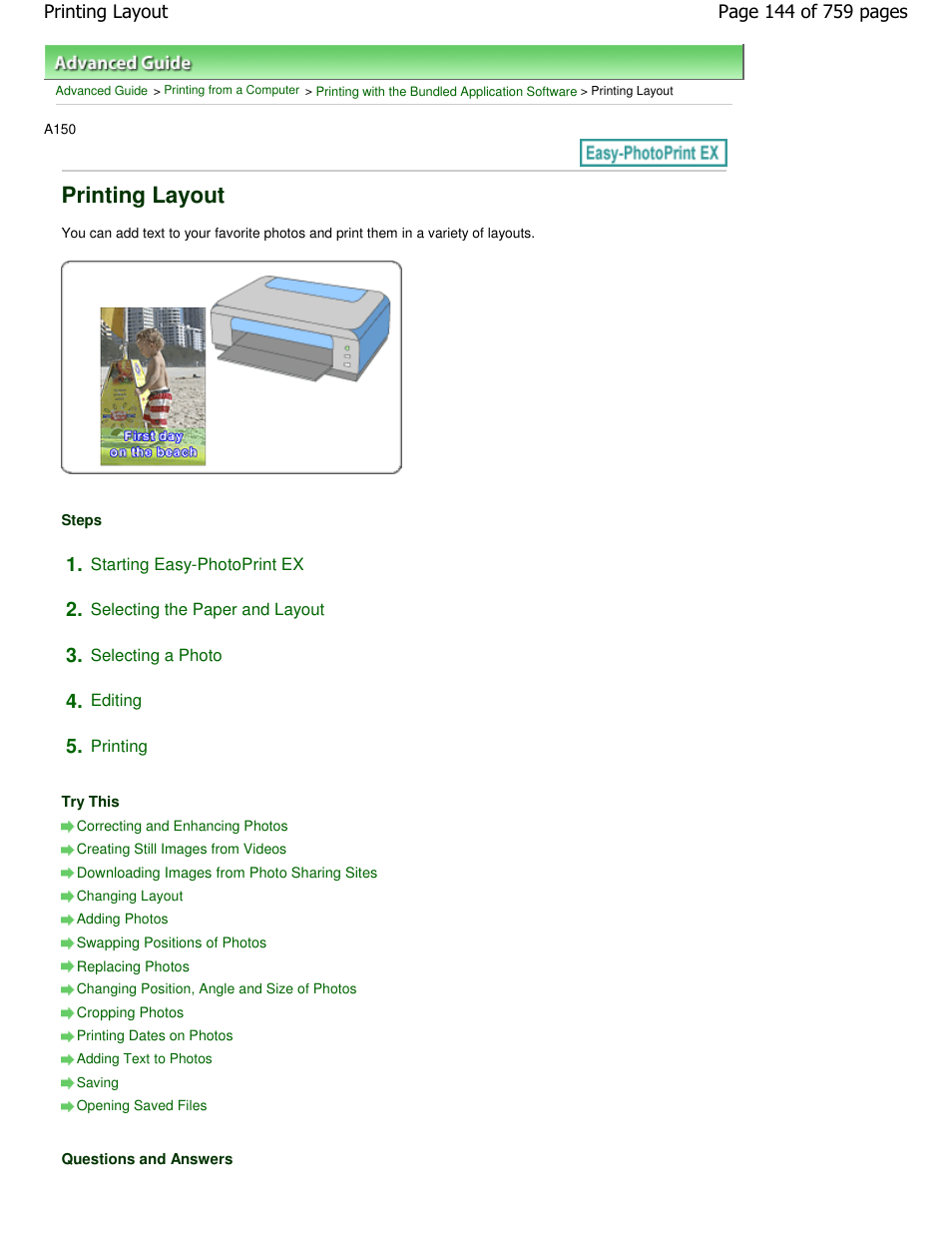 Printing layout | Canon mp495 User Manual | Page 144 / 759