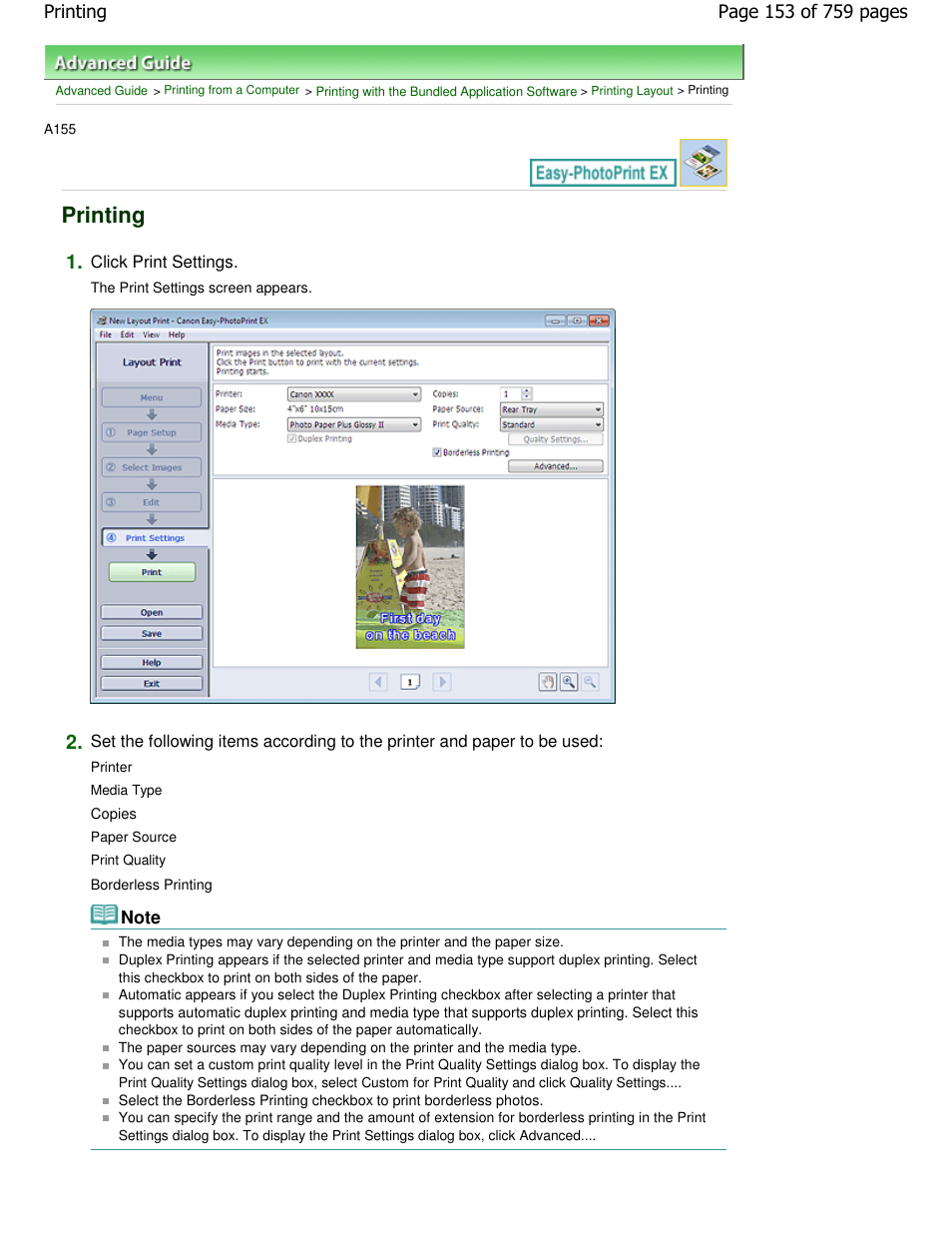 Printing | Canon mp495 User Manual | Page 153 / 759